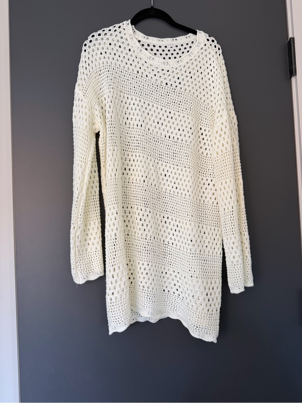 Lightweight Cream Crochet Swim Coverup Tunic